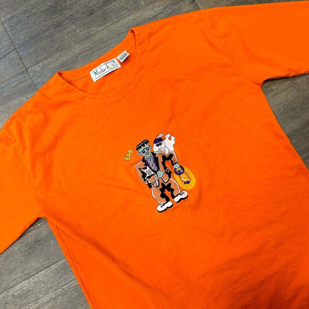 Vintage Malarkey Woman Shirt Small OVERSIZED Halloween‎ Frankenstein Ghost (456)